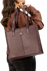 Everyday Women's Maroon Oak Leather Zipper Tote Bag