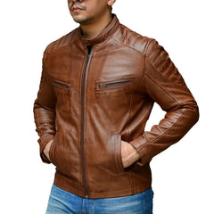 ZAIB Biker Style Café Racer Vintage Look Motorcycle Jacket