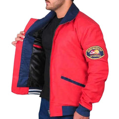 David Hasselhoff Baywatch Lifeguard Red Bomber Jacket