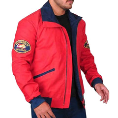 David Hasselhoff Baywatch Lifeguard Red Bomber Jacket