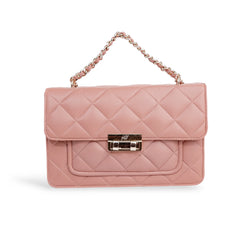 Flora Quilted Crossbody Leather Bag - Pink