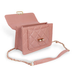 Flora Quilted Crossbody Leather Bag - Pink