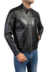 Alpha Mens Leather Jacket-Black