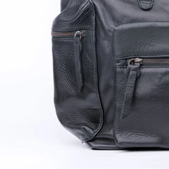 Granite Black Leather Backpack Travel Laptop Office Bag