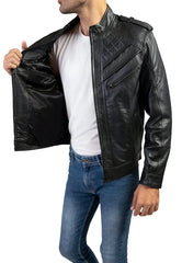 Charlie Mens Leather Jacket-Black