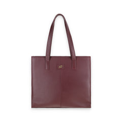 Everyday Women's Maroon Oak Leather Zipper Tote Bag