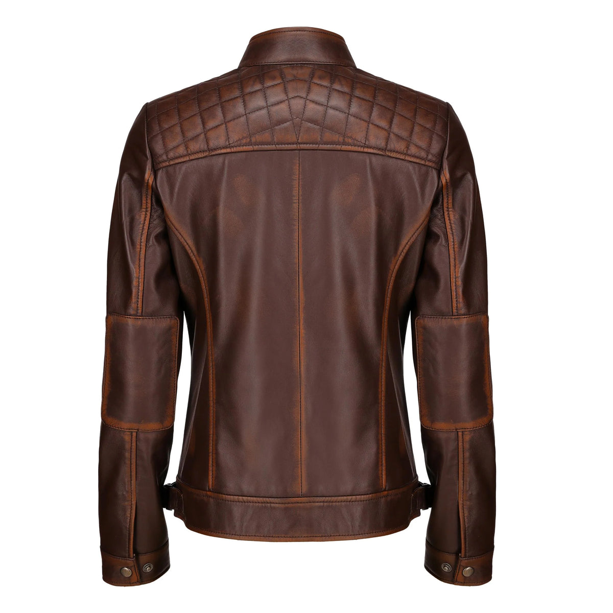 Café Racer Leather Jacket Women - Zip Up Moto Biker Style Casual Fashion Real Lambskin Women's Leather Jacket