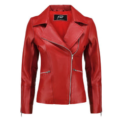 Women's Asymmetrical Biker White Leather Jacket